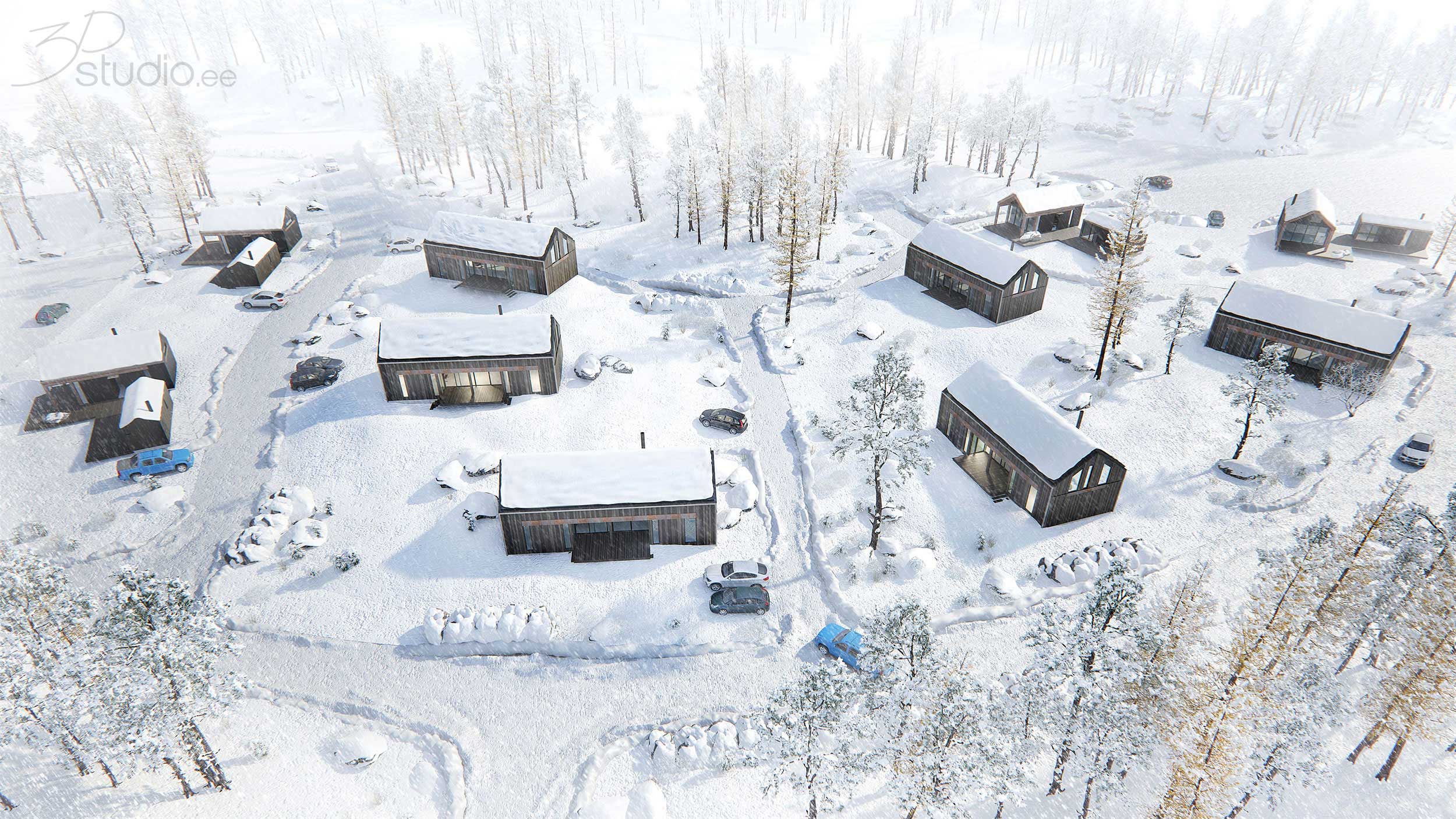 Knaben, Langhus, 3D, Visualiseering, talv